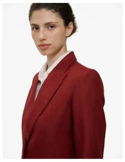 Trenery Linen Twill Single Breasted Blazer in Russet