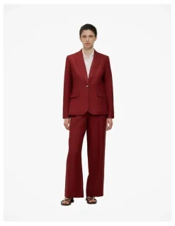 Trenery Linen Twill Single Breasted Blazer in Russet