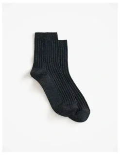Trenery Metallic Rib Crew Sock in Night Sky