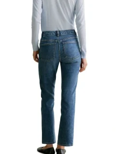 Trenery Mid Rise Straight Leg Jean in Vintage Wash Denim