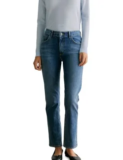 Trenery Mid Rise Straight Leg Jean in Vintage Wash Denim
