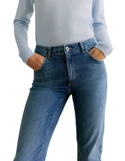 Trenery Mid Rise Straight Leg Jean in Vintage Wash Denim