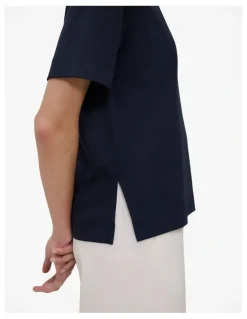 Trenery Modal Cotton Boxy Crew T-shirt in Night Sky