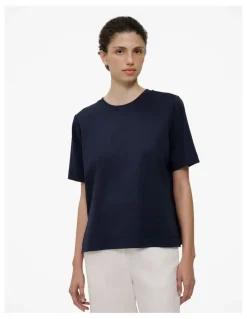 Trenery Modal Cotton Boxy Crew T-shirt in Night Sky