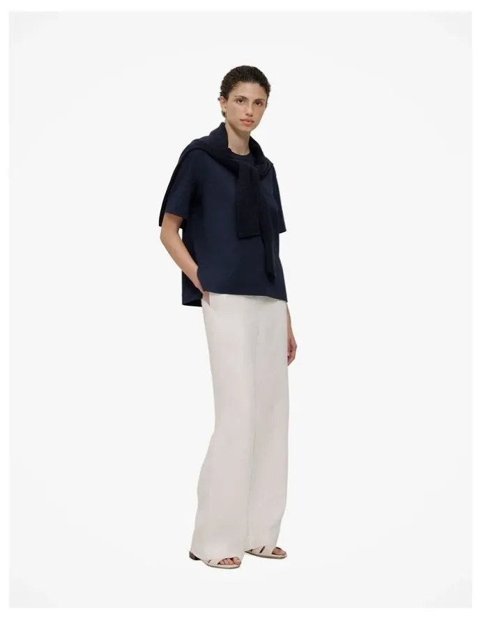 Trenery Modal Cotton Boxy Crew T-shirt in Night Sky