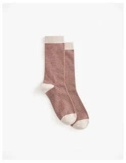 Trenery Multi Stripe Crew Sock in Russet