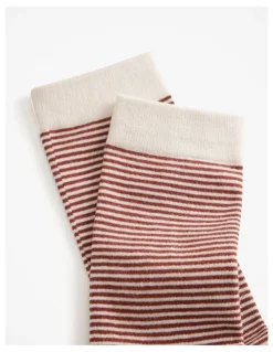 Trenery Multi Stripe Crew Sock in Russet