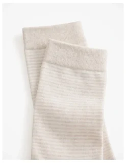 Trenery Multi Stripe Crew Sock in Stone
