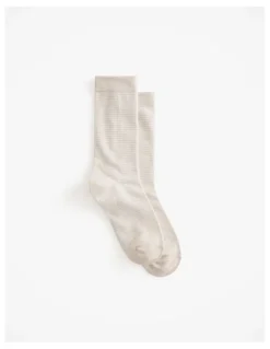 Trenery Multi Stripe Crew Sock in Stone