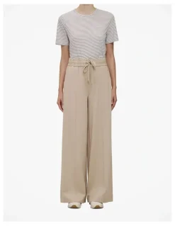 Trenery Ponte Wide Leg Travel Pant in Clay