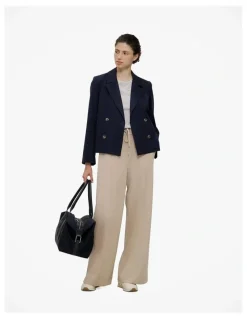 Trenery Ponte Wide Leg Travel Pant in Clay