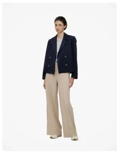 Trenery Ponte Wide Leg Travel Pant in Clay