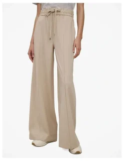 Trenery Ponte Wide Leg Travel Pant in Clay