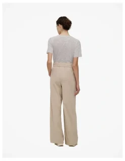 Trenery Ponte Wide Leg Travel Pant in Clay