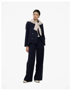 Trenery Ponte Wide Leg Travel Pant in Night Sky
