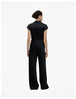 Trenery Satin Bias Cut Pant in Black