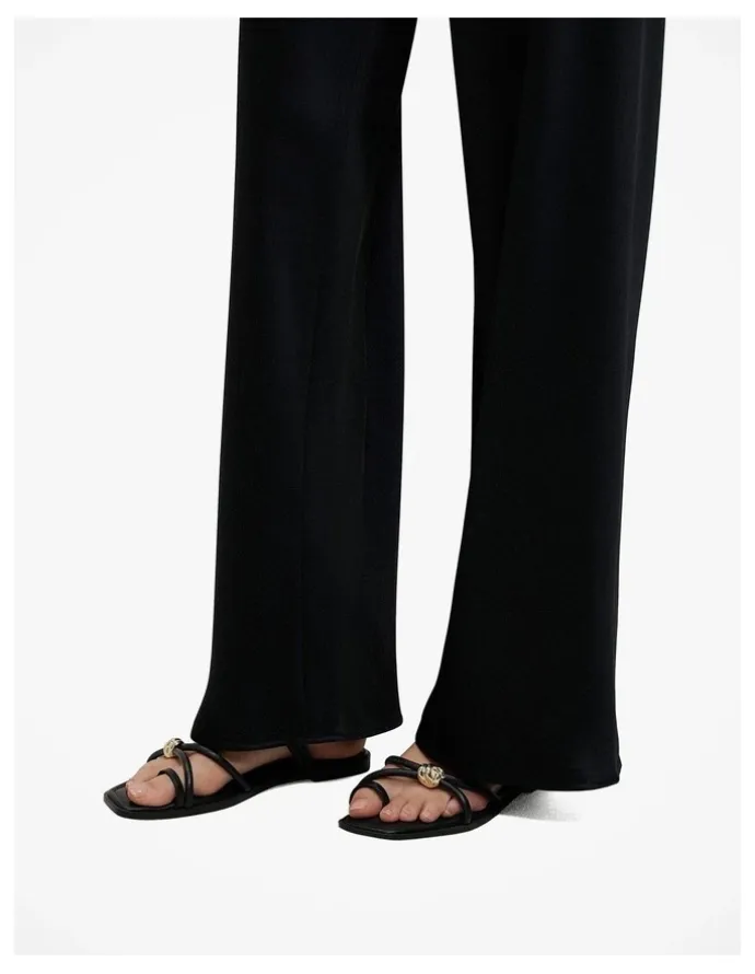 Trenery Satin Bias Cut Pant in Black