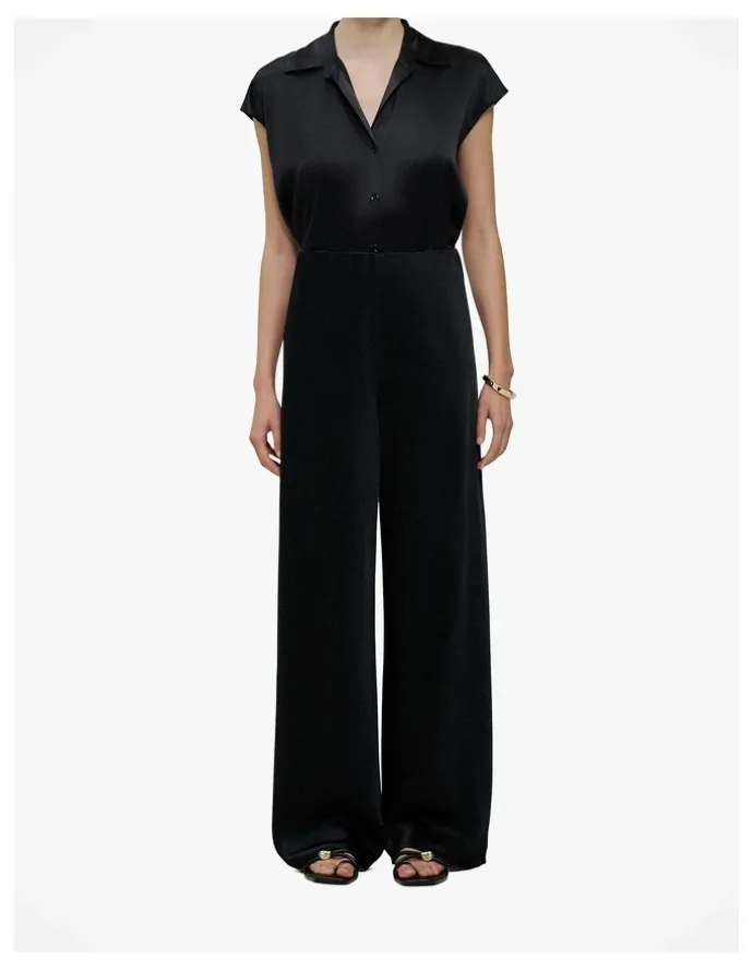 Trenery Satin Bias Cut Pant in Black
