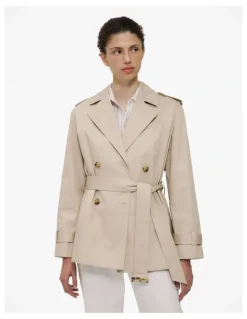 Trenery Short Belted Trench Coat in Clay