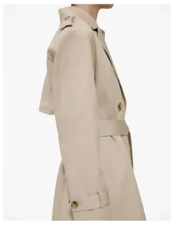 Trenery Short Belted Trench Coat in Clay
