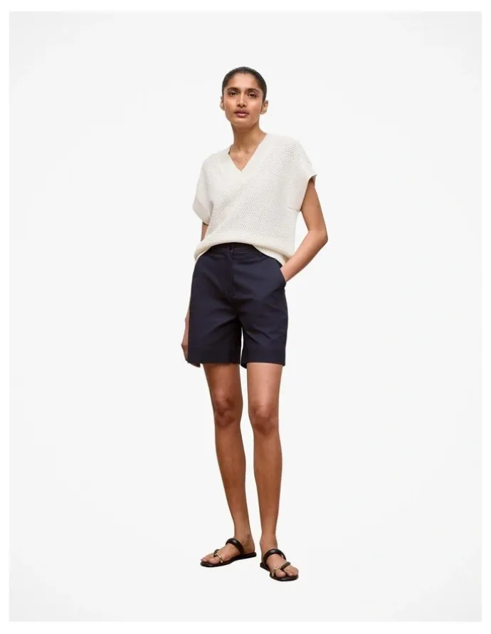 Trenery Stretch Cotton Tailored Short in Night Sky