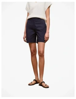 Trenery Stretch Cotton Tailored Short in Night Sky