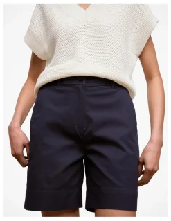 Trenery Stretch Cotton Tailored Short in Night Sky
