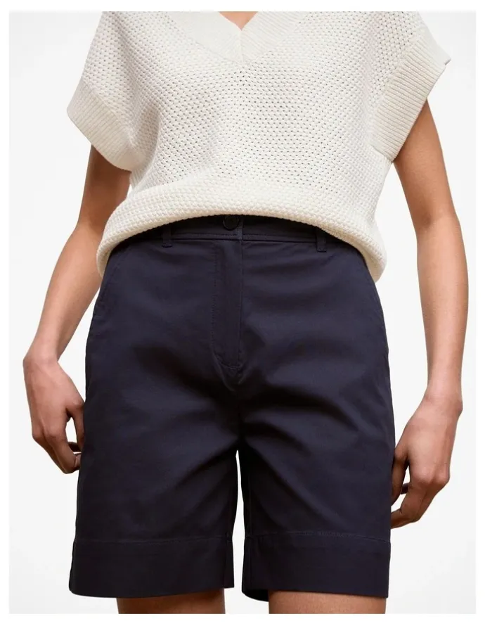 Trenery Stretch Cotton Tailored Short in Night Sky