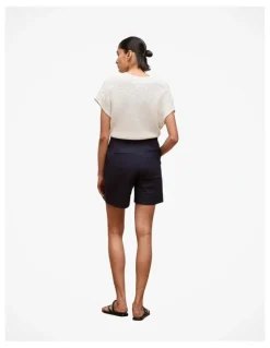 Trenery Stretch Cotton Tailored Short in Night Sky
