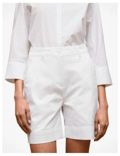 Trenery Stretch Cotton Tailored Short in White