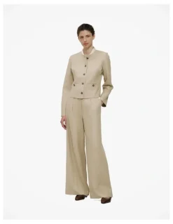 Trenery Textured Collarless Jacket in Clay