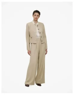 Trenery Textured Collarless Jacket in Clay