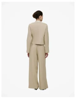 Trenery Textured Collarless Jacket in Clay