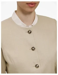 Trenery Textured Collarless Jacket in Clay