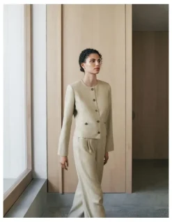 Trenery Textured Wide Leg Pant in Clay