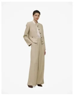Trenery Textured Wide Leg Pant in Clay