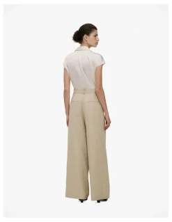 Trenery Textured Wide Leg Pant in Clay