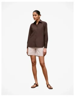 Trenery Yarn Dyed Stretch Cotton Tailored Short in Flax