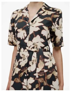 Trenery Calais Short Sleeve Shirt Dress in Black