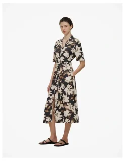 Trenery Calais Short Sleeve Shirt Dress in Black