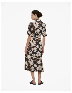 Trenery Calais Short Sleeve Shirt Dress in Black