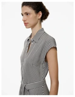 Trenery Gingham Belted Dress in Black