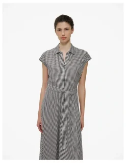 Trenery Gingham Belted Dress in Black