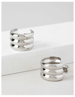 Trent Nathan Lined Hoop Earring in Silver