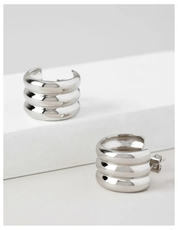Trent Nathan Lined Hoop Earring in Silver