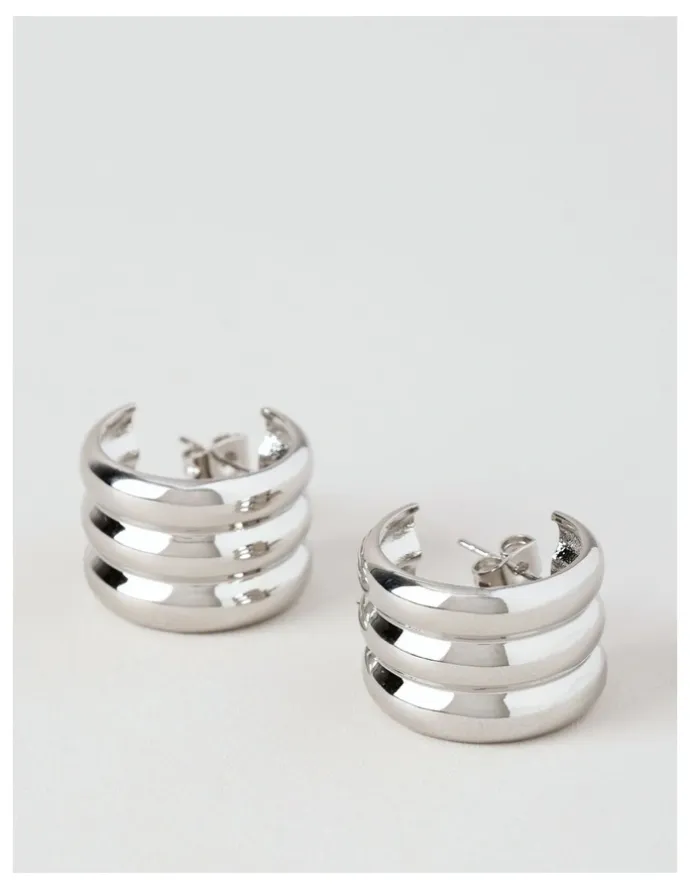 Trent Nathan Lined Hoop Earring in Silver