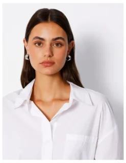 Trent Nathan Lined Hoop Earring in Silver