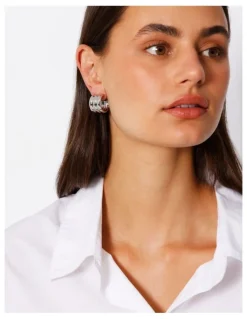 Trent Nathan Lined Hoop Earring in Silver