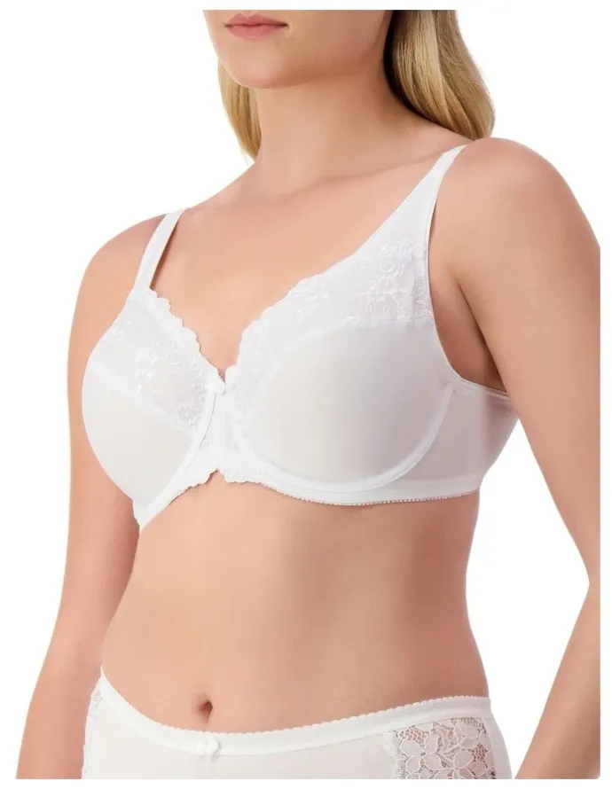 Triumph Embroidered Minimiser Bra in Solid White