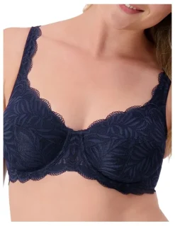 Triumph Essential Lace Balconette Underwire Bra in Navy Blue